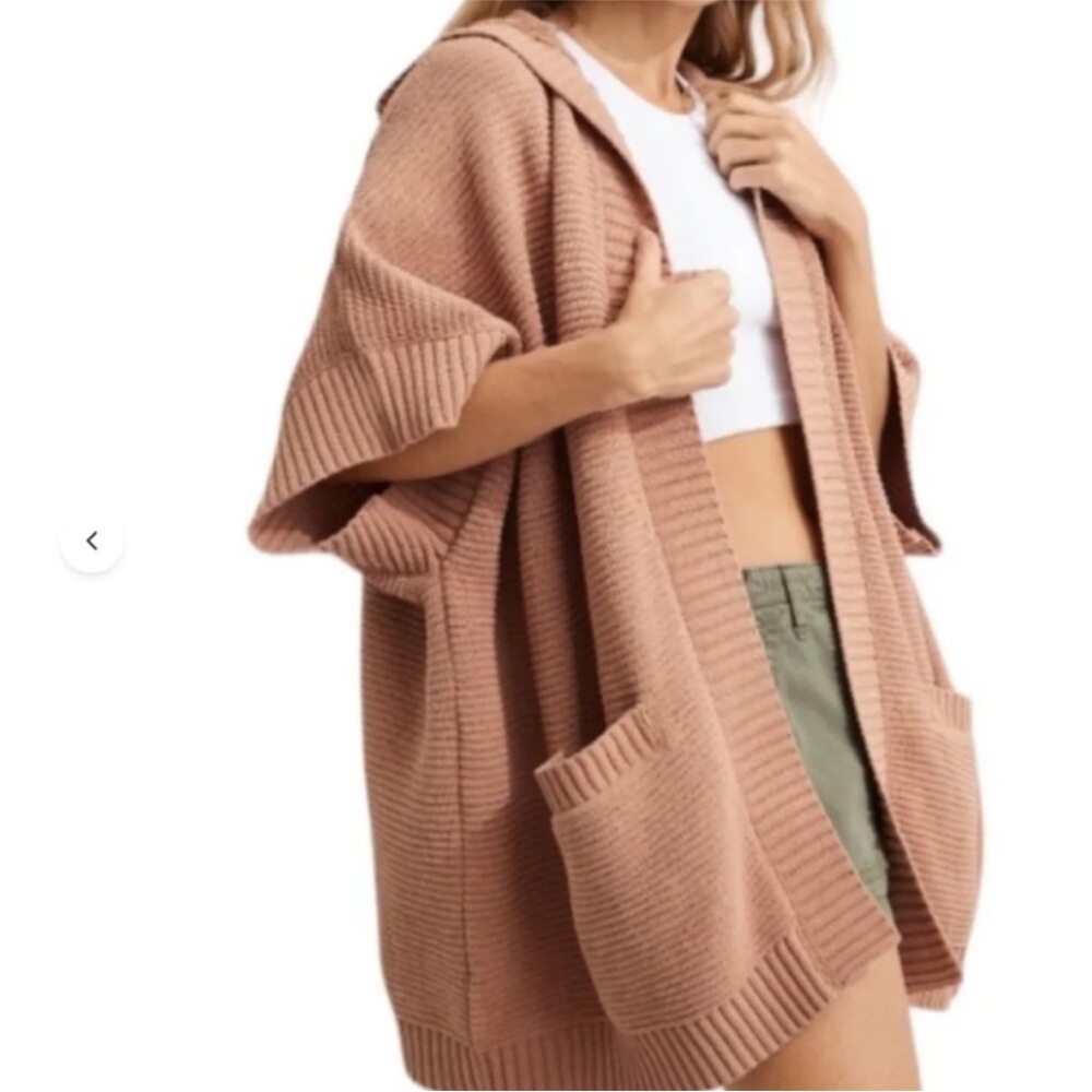 Aerie Chunky Knit Oversized Hooded Cardigan Poncho